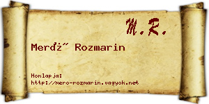 Merő Rozmarin névjegykártya